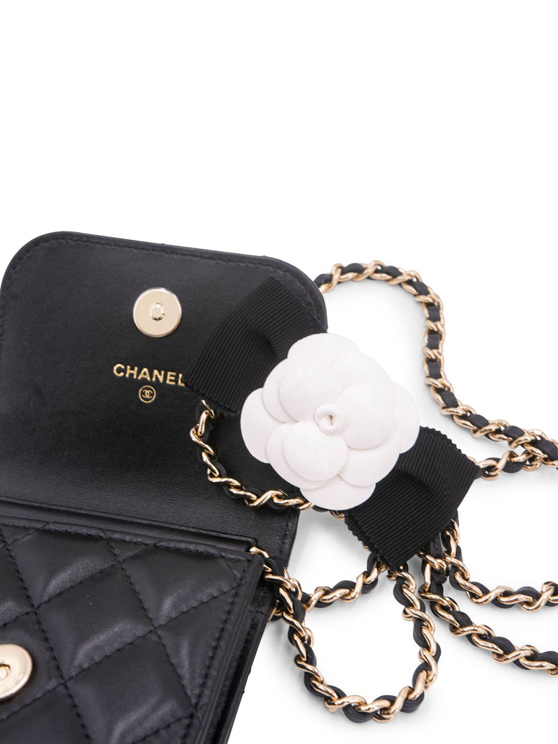 Chanel Camilia CC Coin Keychain Pouch-Black