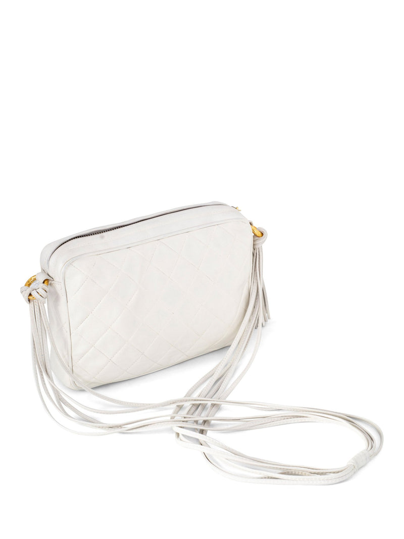 CHANEL Quilted Leather Camera Bag White-designer resale