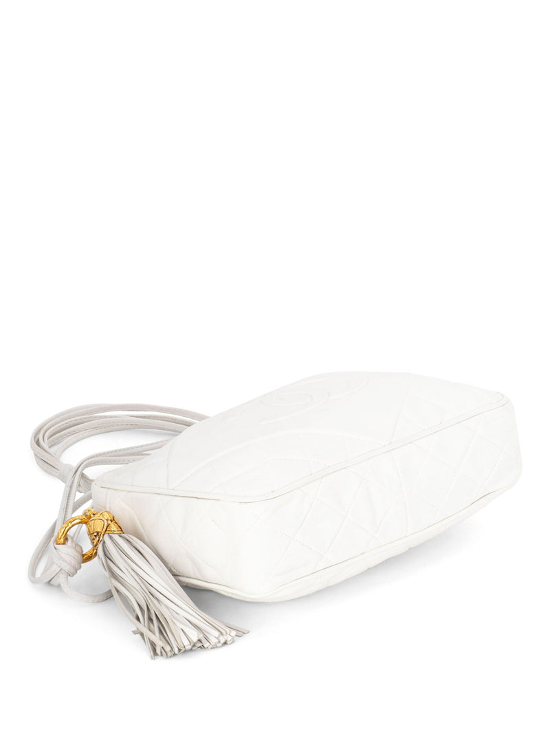 CHANEL Quilted Leather Camera Bag White-designer resale