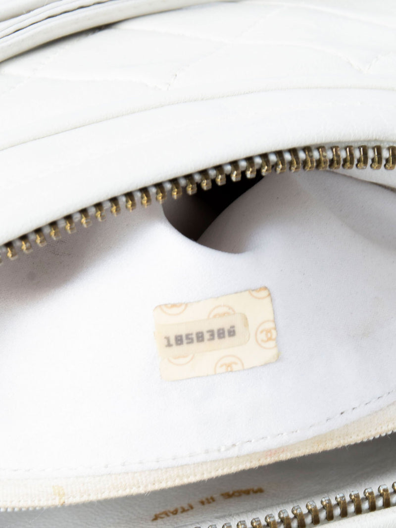 CHANEL Quilted Leather Camera Bag White-designer resale
