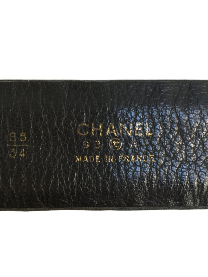 Chanel Back Chain Leather Wide Belt Size 85/34