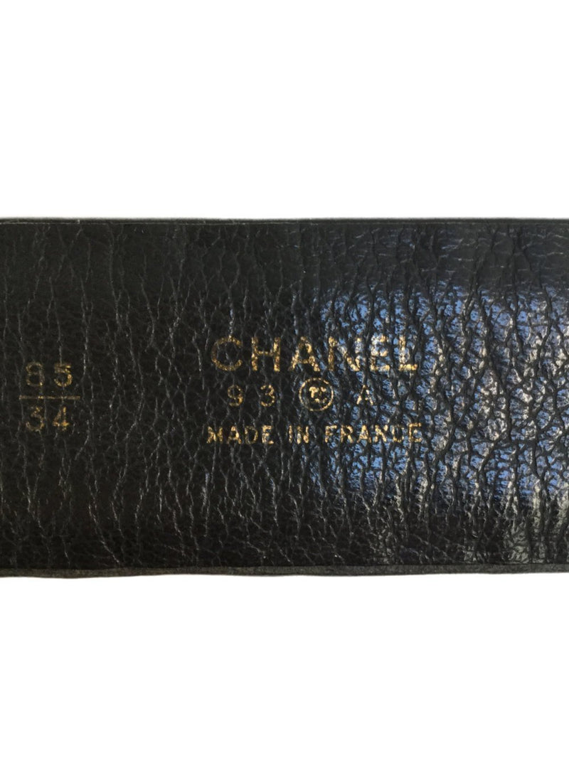 CHANEL Quilted Leather Gold Chain Buckle Belt Black-designer resale