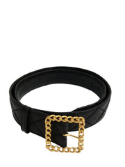 Chanel Skinny Black Leather Cc Logo Belt at 1stDibs