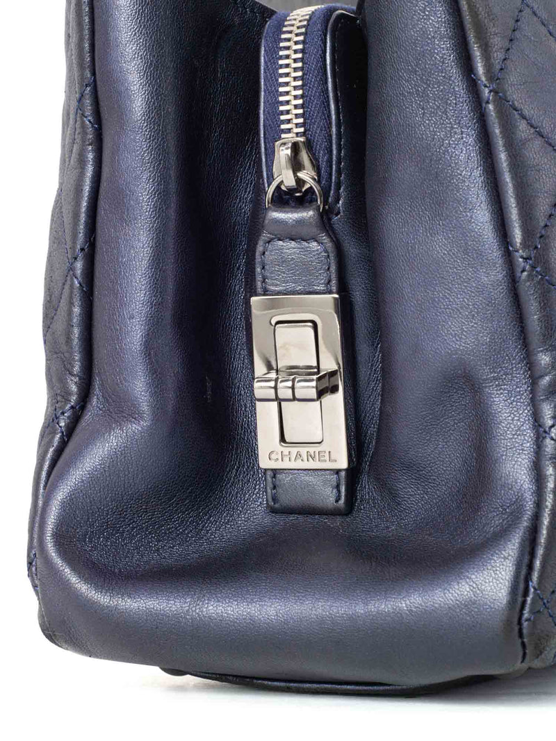 CHANEL Quilted Leather Mademoiselle Shopper Bag Blue-designer resale