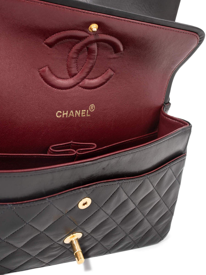 CHANEL Quilted Leather Medium Double Flap Bag Black-designer resale