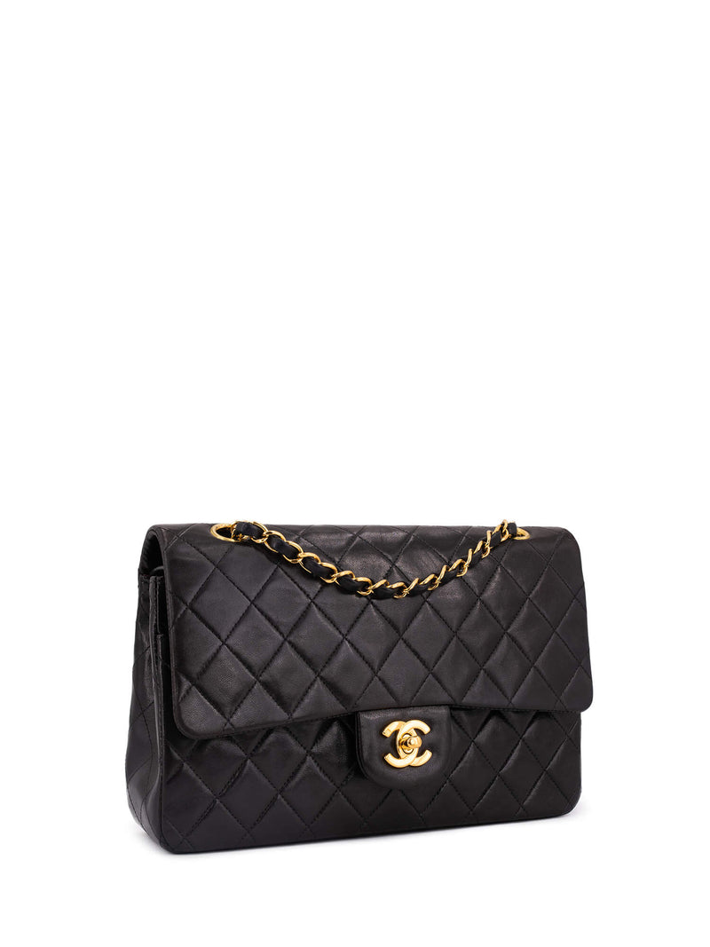 CHANEL Quilted Leather Medium Double Flap Bag Black