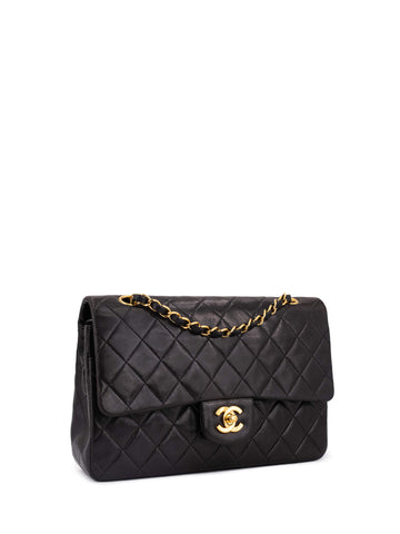 CHANEL Quilted Leather Medium Double Flap Bag Black-designer resale