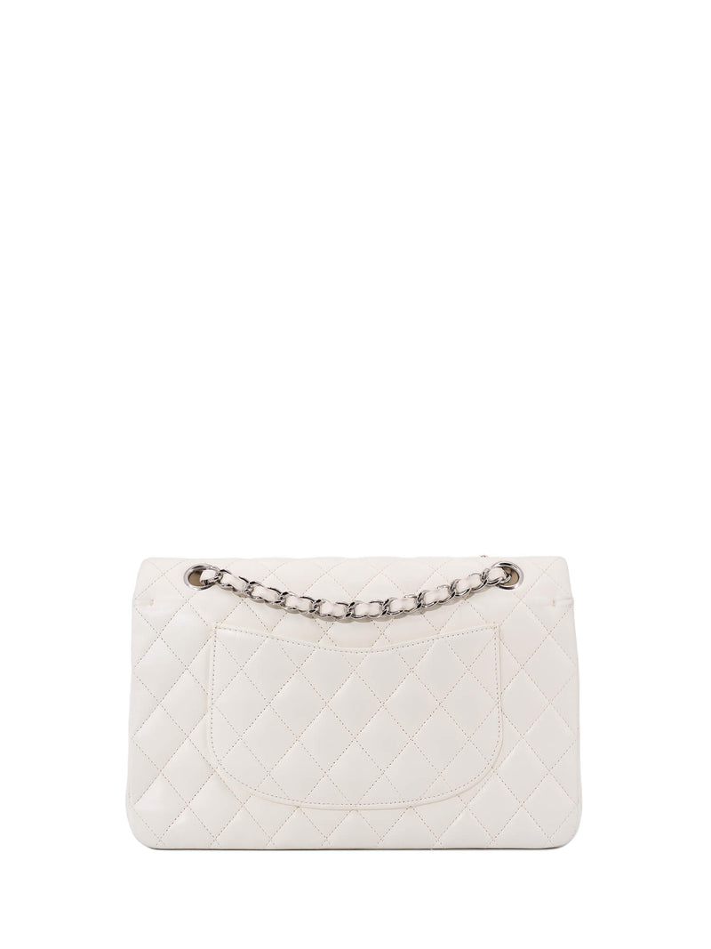 CHANEL Quilted Leather Medium Double Flap Bag Ivory