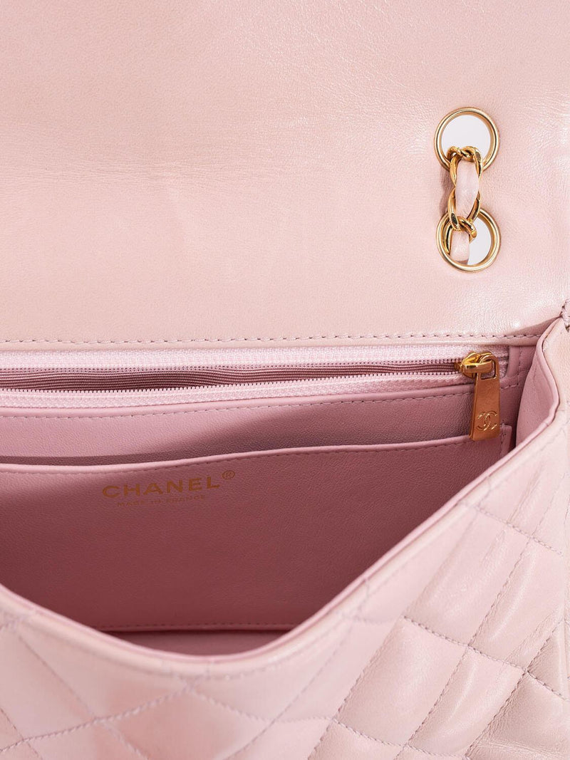 CHANEL Quilted Leather Medium Single Flap Bag Pink-designer resale