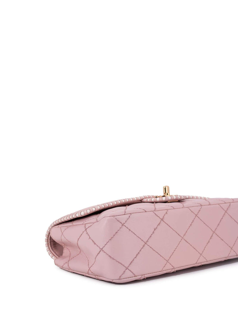 CHANEL Quilted Leather Medium Single Flap Bag Pink-designer resale
