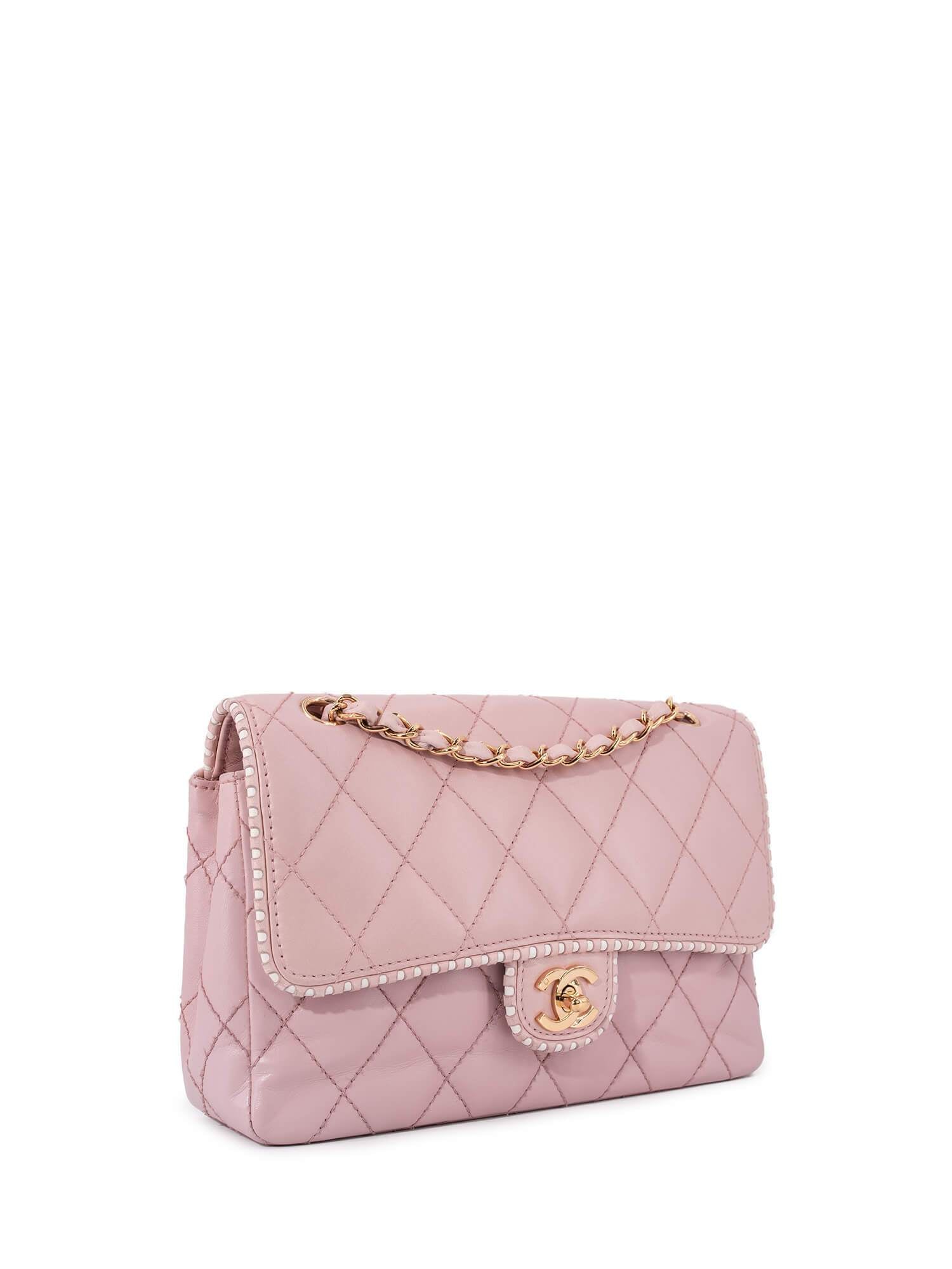 CHANEL Quilted Leather Medium Single Flap Bag Pink-designer resale