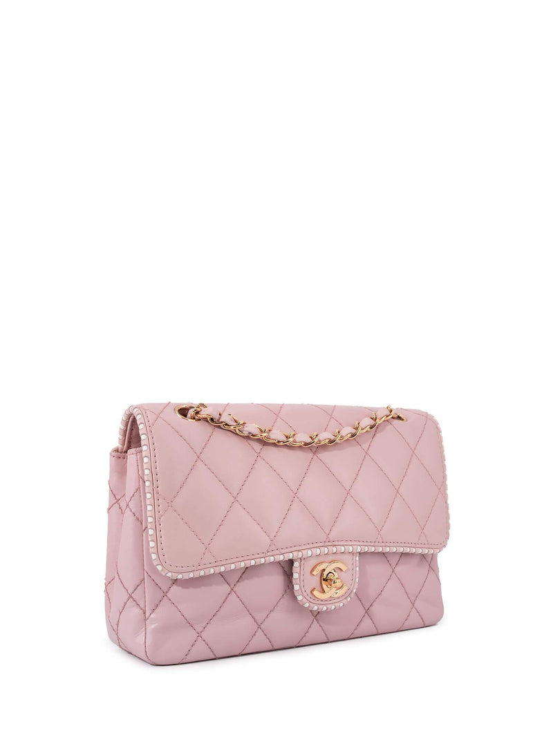 CHANEL Quilted Leather Medium Single Flap Bag Pink