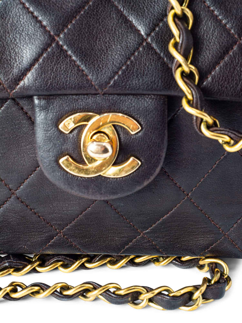 CHANEL Quilted Leather Mini Flap Bag Brown-designer resale