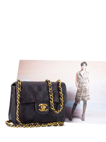 CHANEL Quilted Leather Mini Flap Bag Brown-designer resale