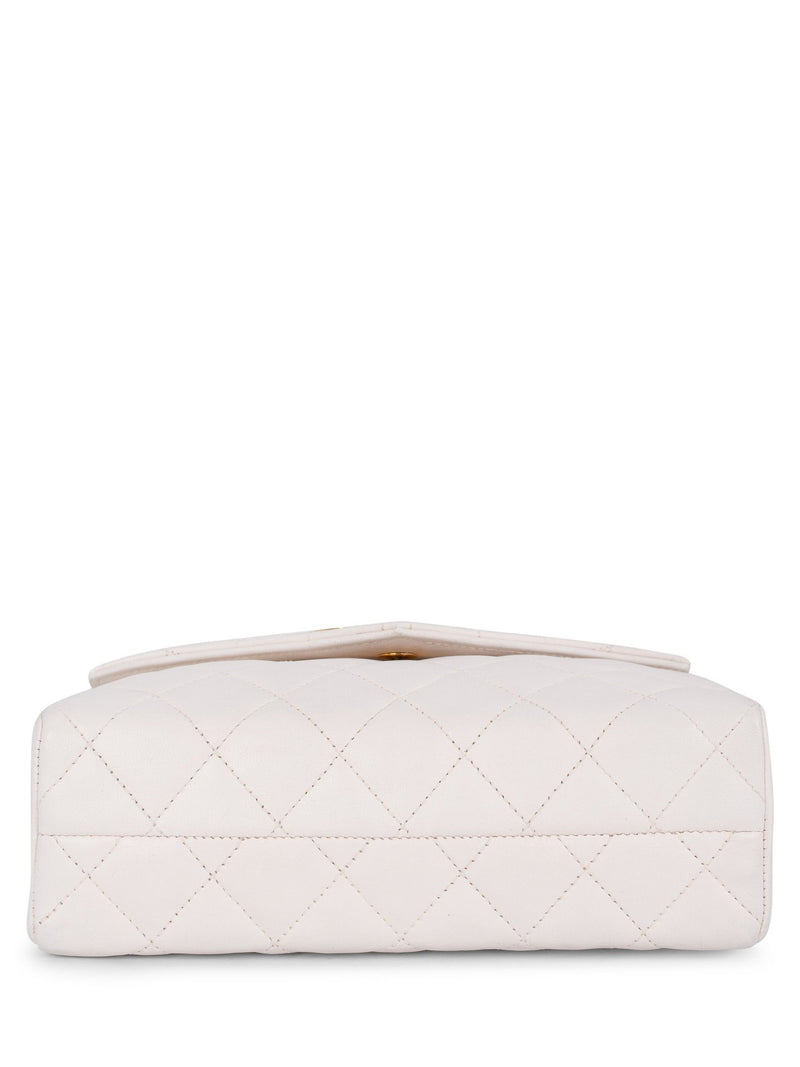 CHANEL Quilted Leather Mini Flap Messenger Bag White-designer resale