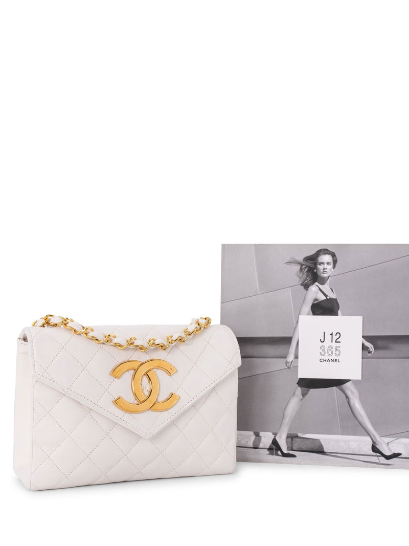 CHANEL Quilted Leather Mini Flap Messenger Bag White-designer resale