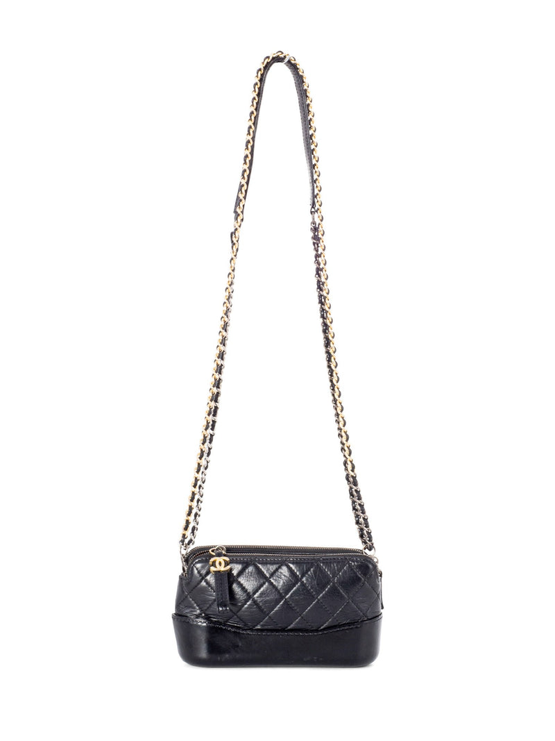 CHANEL Quilted Leather Mini Gabrielle Messenger Bag Black-designer resale