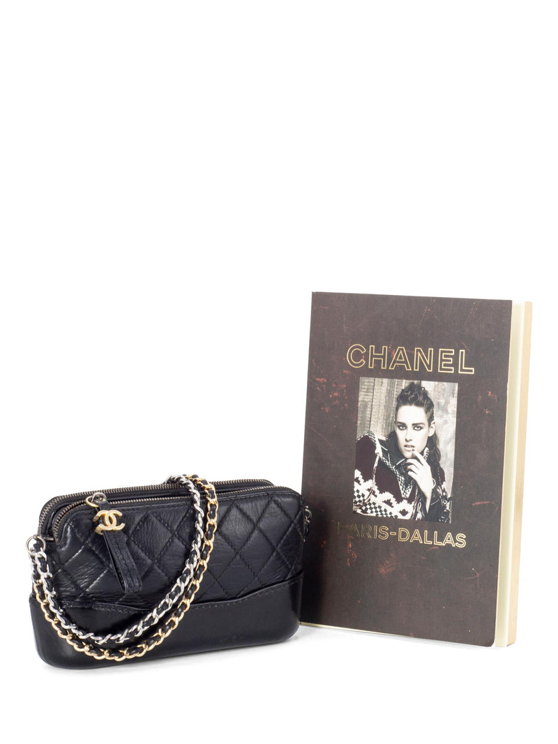 CHANEL Quilted Leather Mini Gabrielle Messenger Bag Black