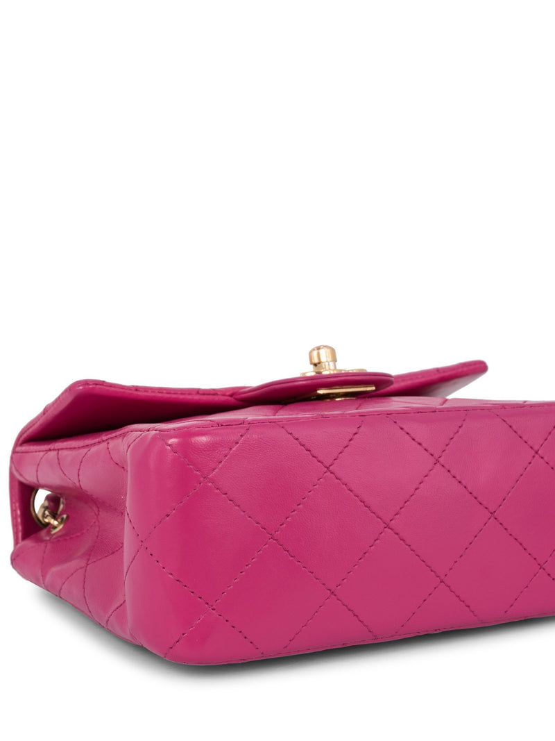 CHANEL Quilted Leather Mini Messenger Bag Pink