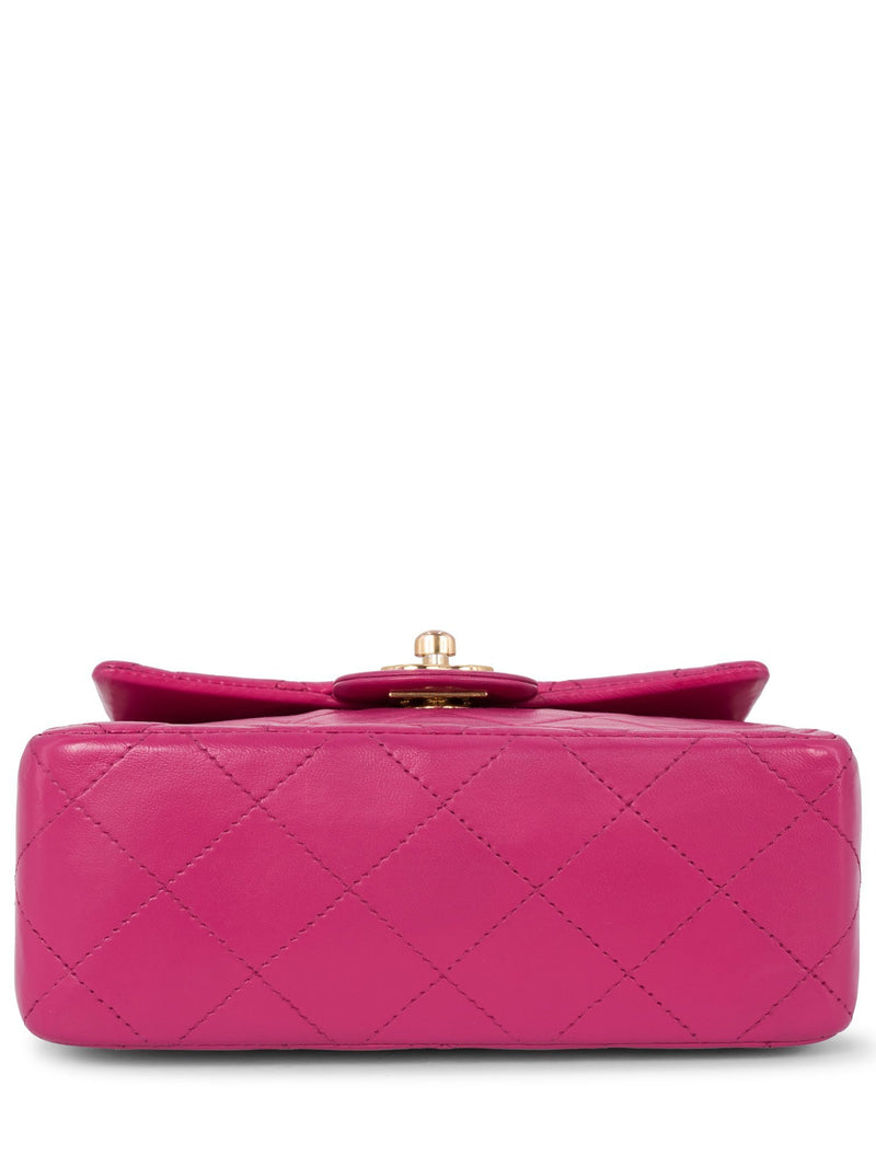 CHANEL Quilted Leather Mini Messenger Bag Pink