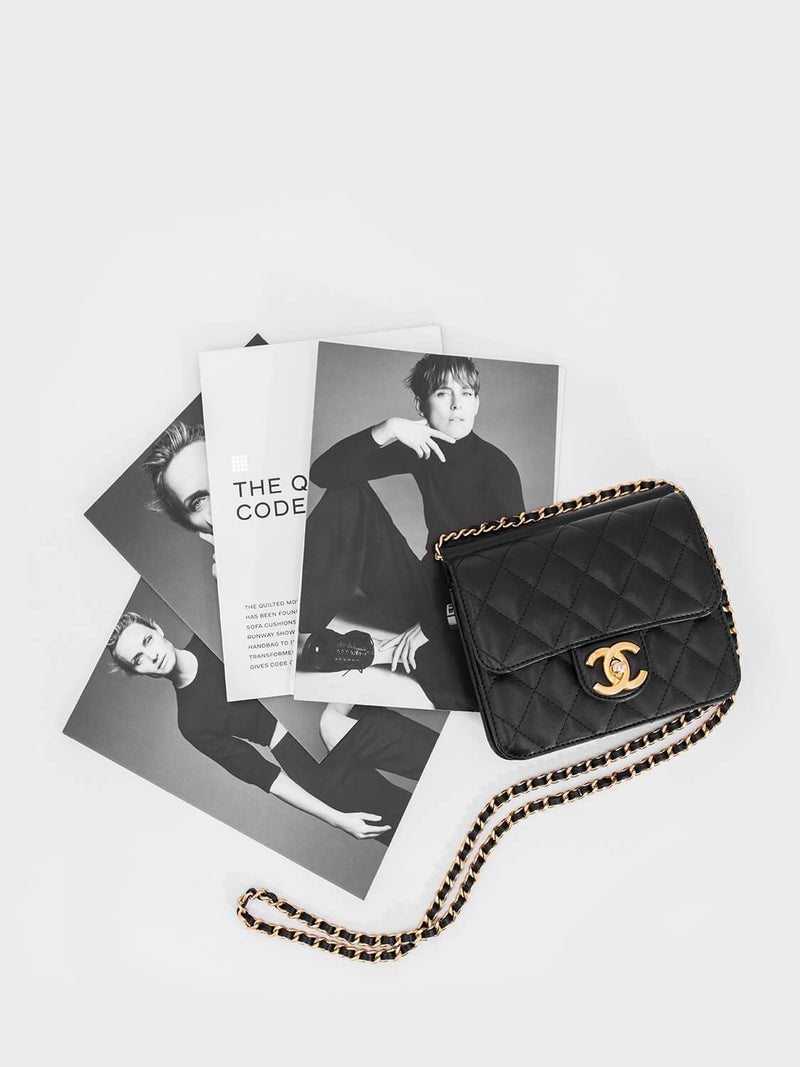 CHANEL Quilted Leather Mini Square Flap Bag Black-designer resale