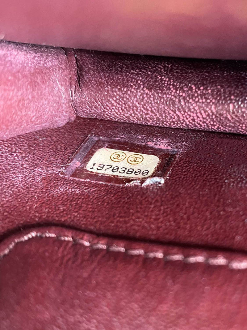 CHANEL Red Chevron Leather Mini CC Square Flap Bag
