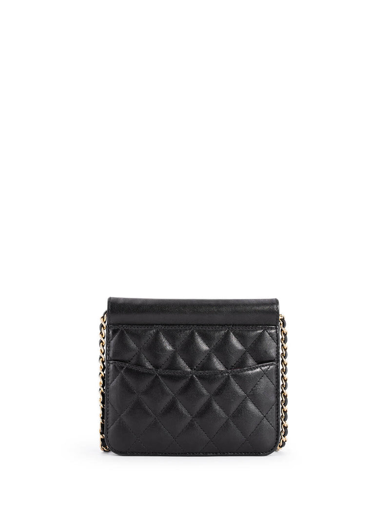 CHANEL Quilted Leather Mini Square Flap Bag Black