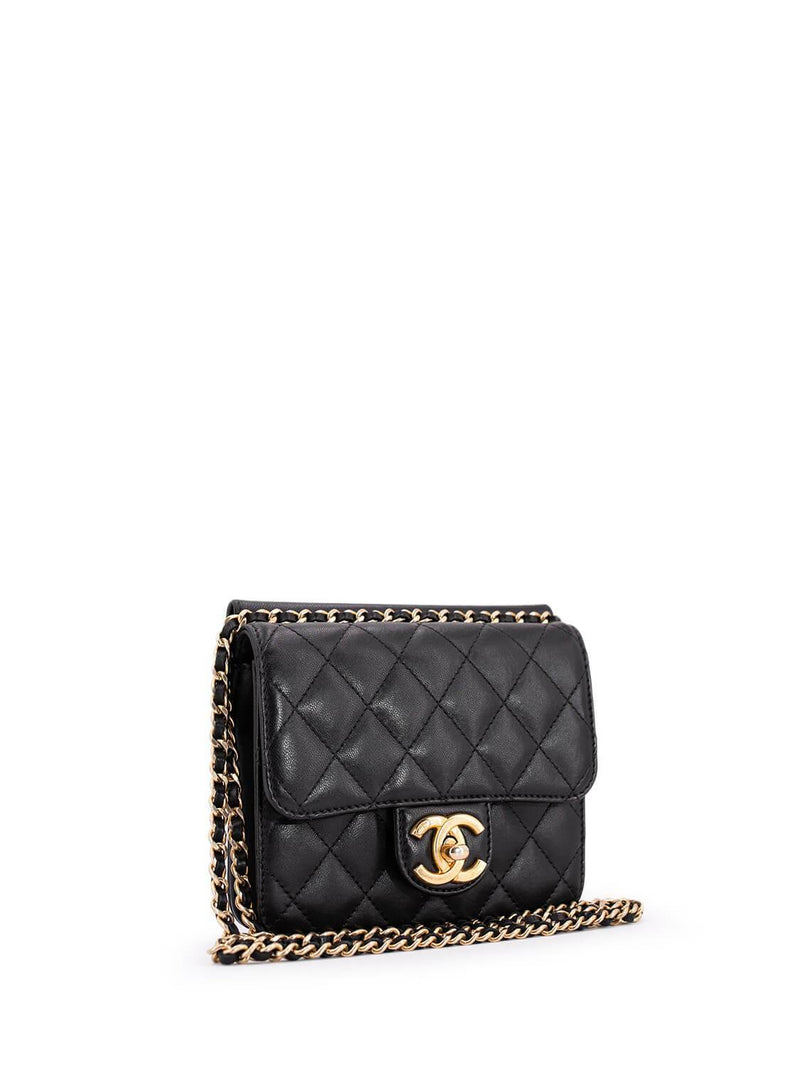 small chanel black purse leather