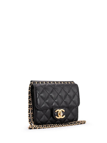 CHANEL Quilted Leather Mini Square Flap Bag Black-designer resale