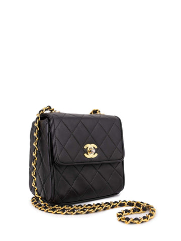 CHANEL Quilted Leather Mini Square Flap Bag Black-designer resale