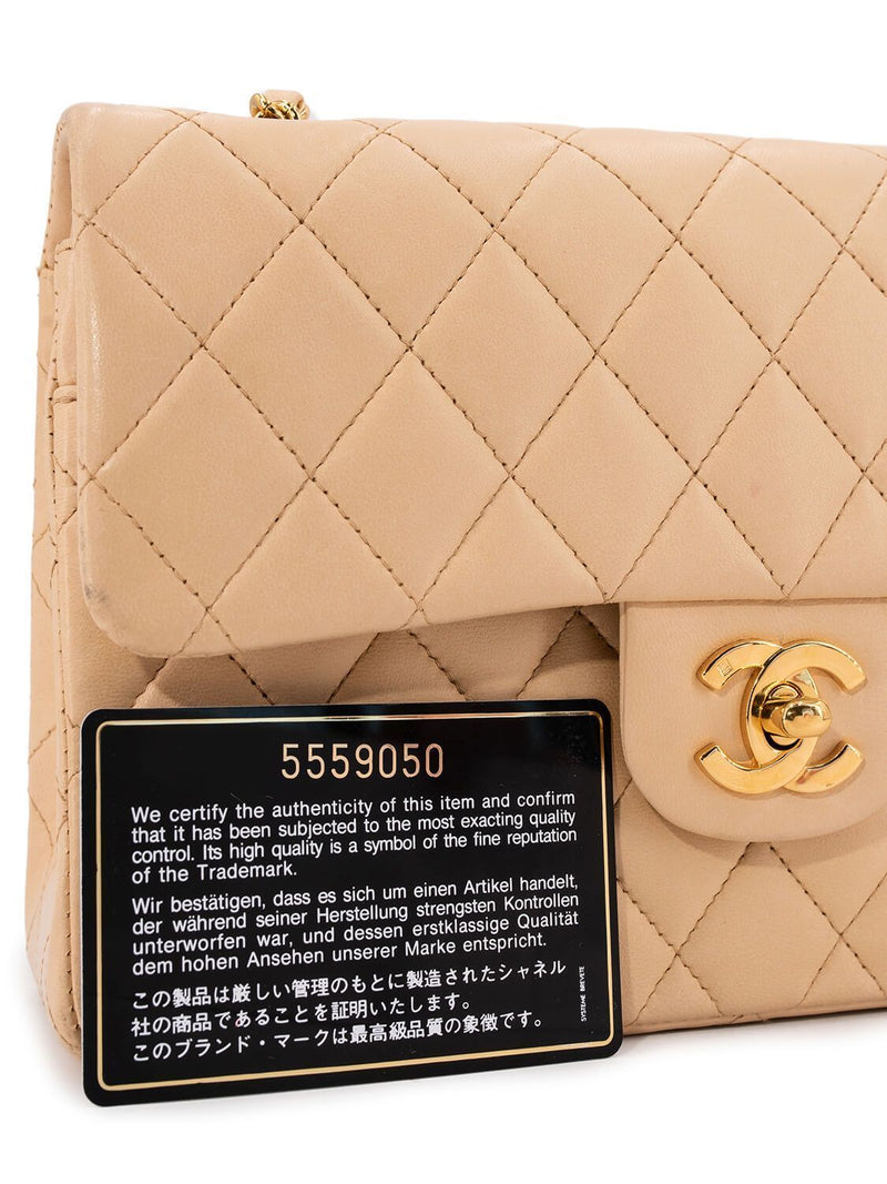 CHANEL Quilted Leather Small Double Flap Bag Beige-designer resale