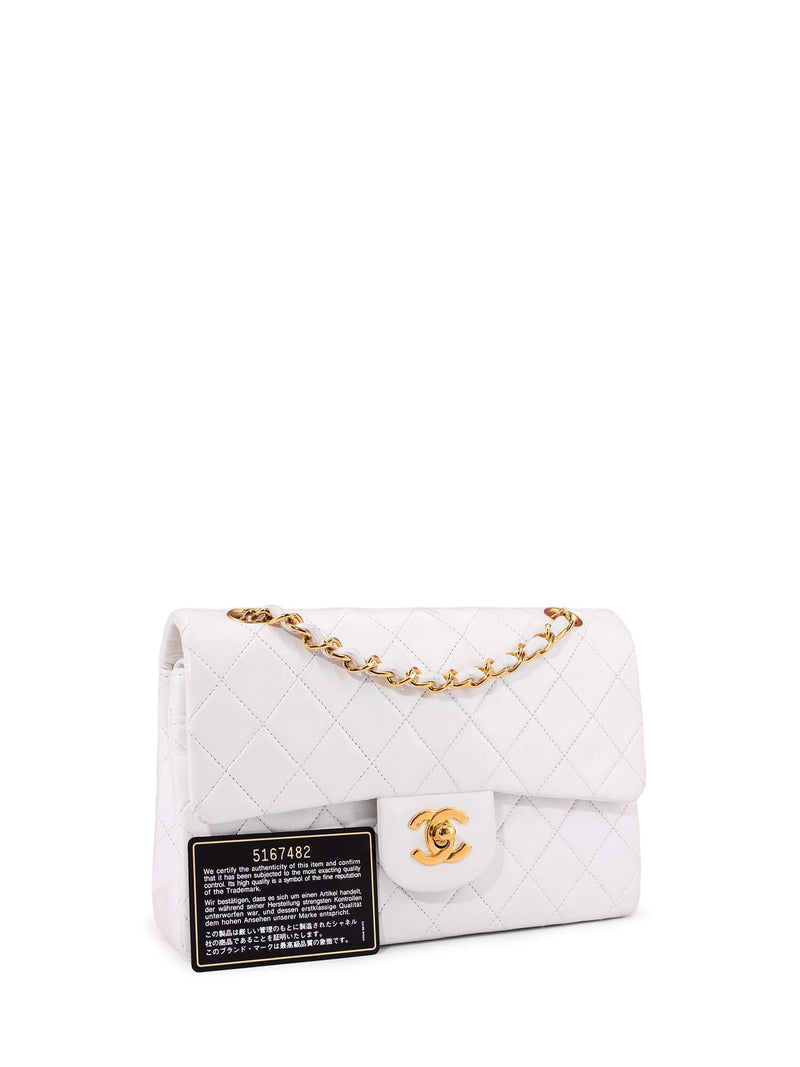 CHANEL Quilted Leather Small Double Flap Bag White-designer resale