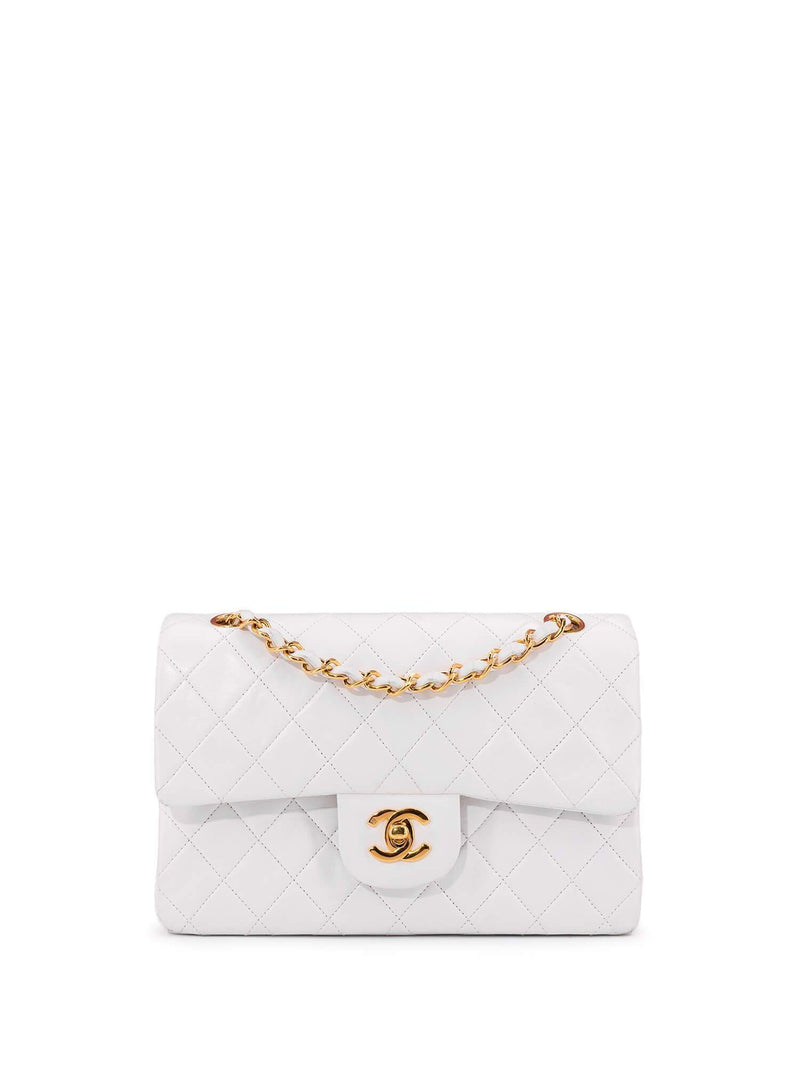 CHANEL Quilted Leather Small Double Flap Bag White-designer resale