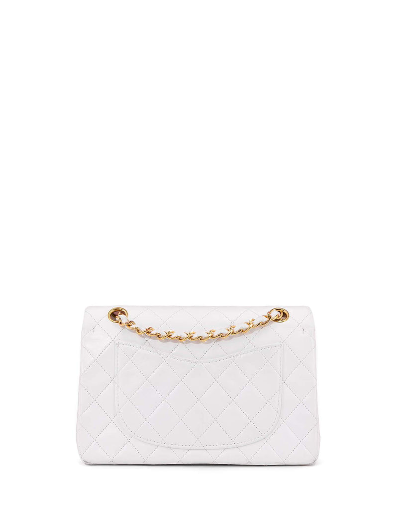 CHANEL Quilted Leather Small Double Flap Bag White-designer resale