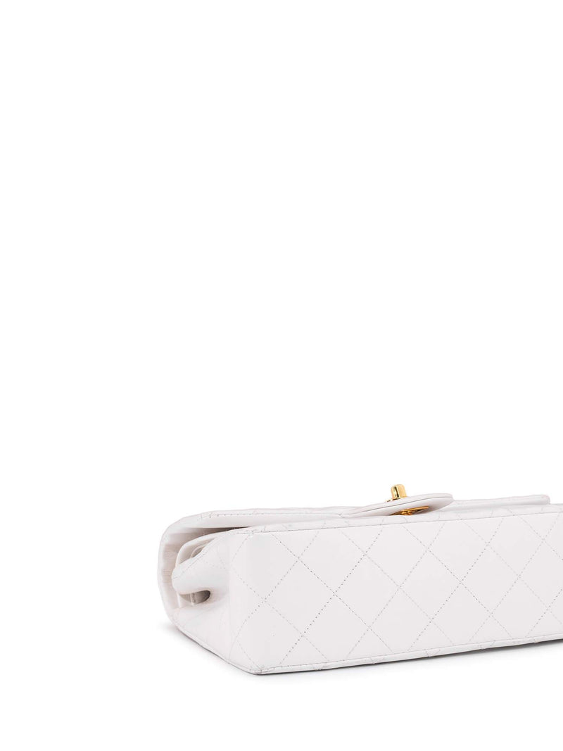 CHANEL Quilted Leather Small Double Flap Bag White-designer resale