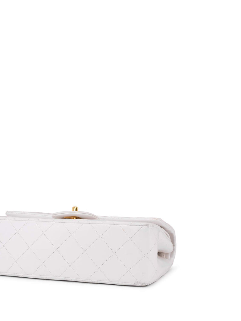 CHANEL Quilted Leather Small Double Flap Bag White-designer resale