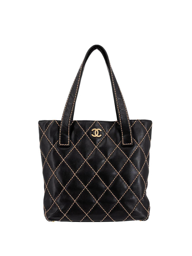 CHANEL Quilted Leather Surpique Bag Black-designer resale