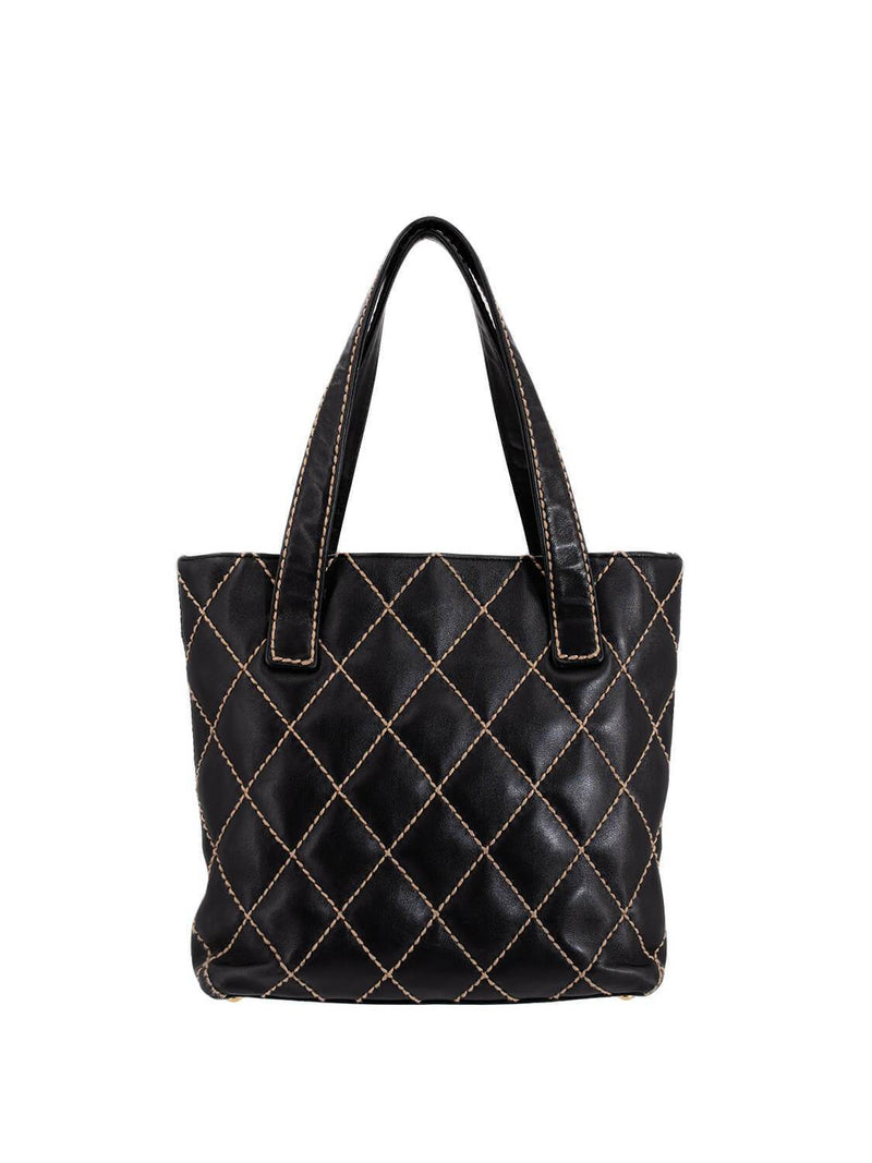 CHANEL Quilted Leather Surpique Bag Black-designer resale