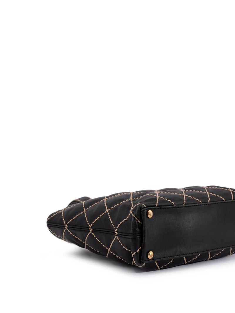 CHANEL Quilted Leather Surpique Bag Black-designer resale