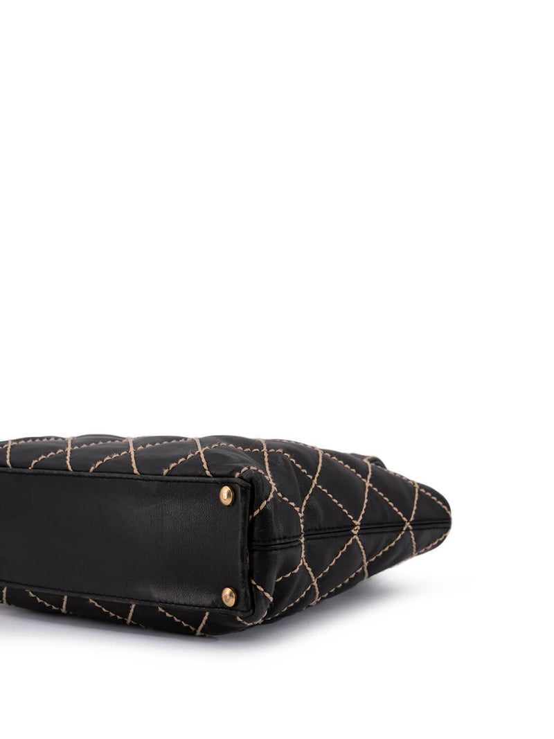 CHANEL Quilted Leather Surpique Bag Black-designer resale