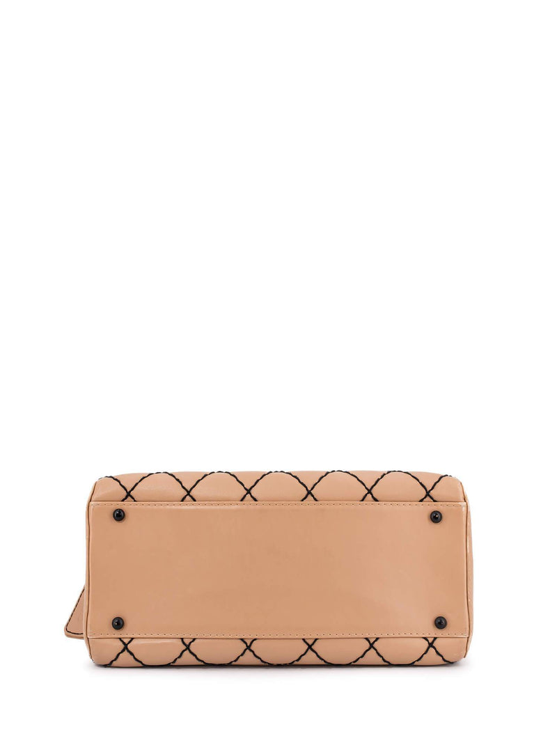 CHANEL Quilted Leather Surpique Bowler Bag Beige-designer resale