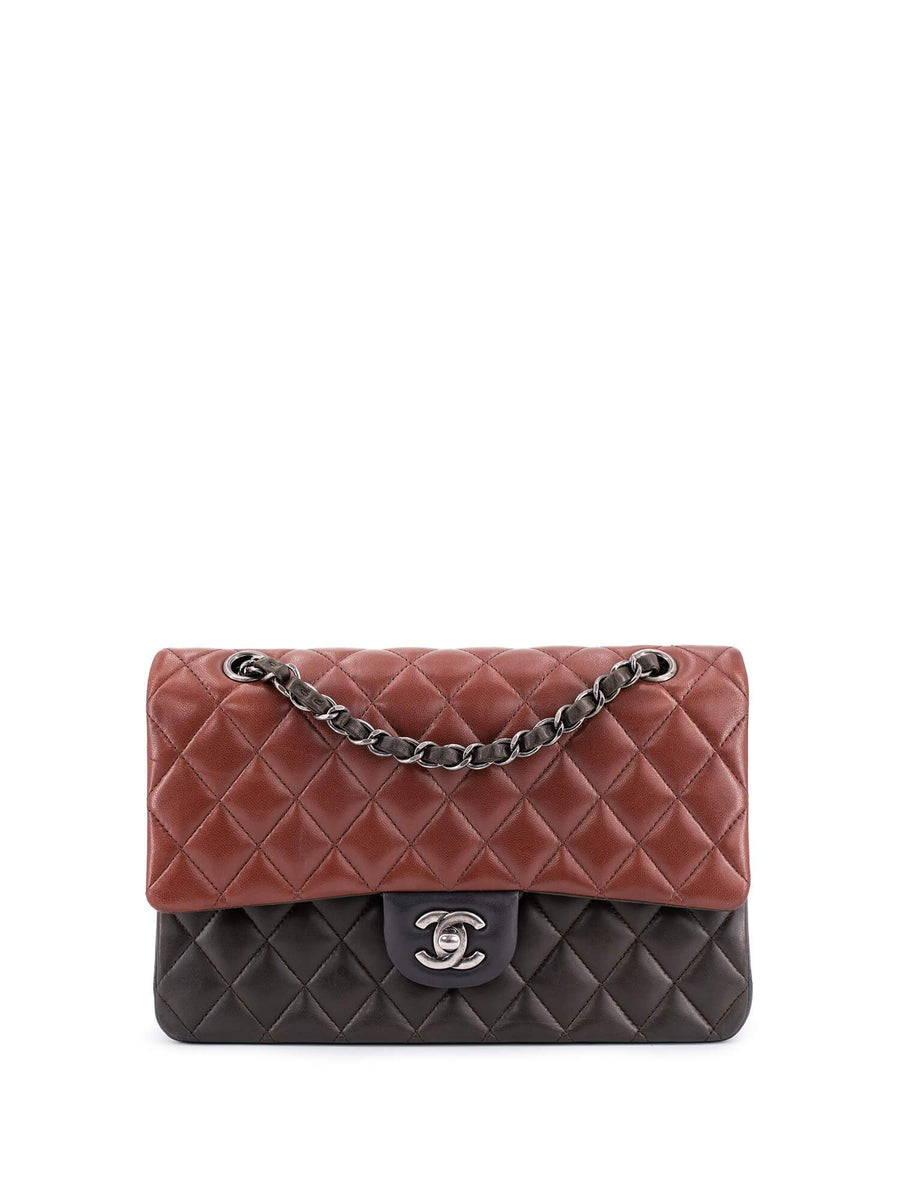 CHANEL Lambskin Quilted Tri-Color Medium Double Flap 1301154
