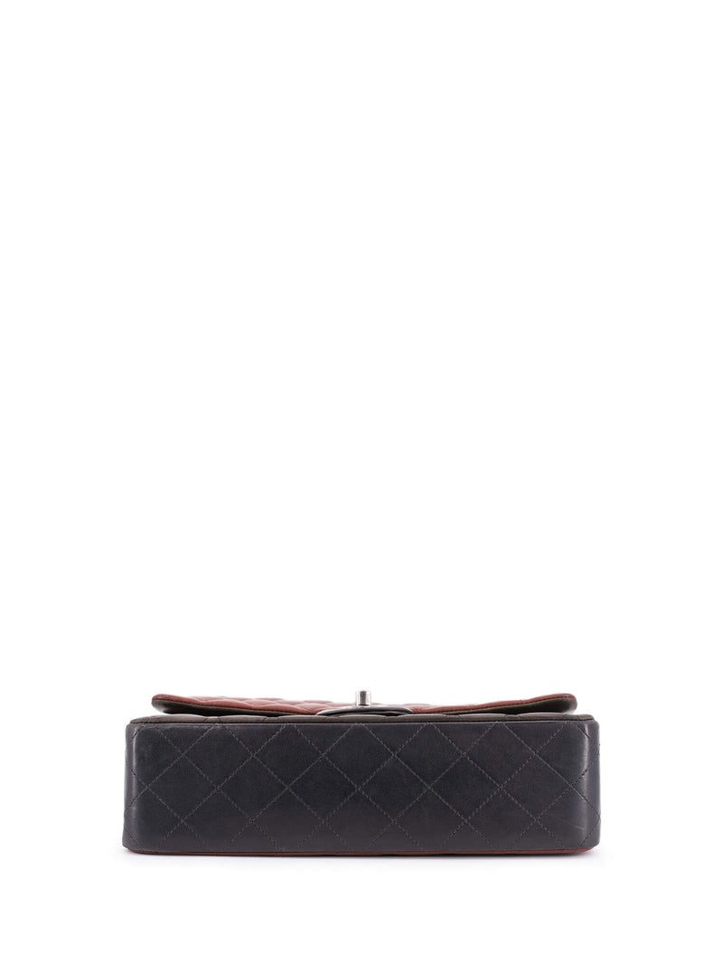 CHANEL Quilted Leather Tri-Color Medium Double Flap Bag Burgundy-designer resale