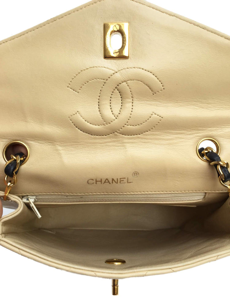CHANEL Quilted Messenger Flap Bag Navy Blue Beige-designer resale