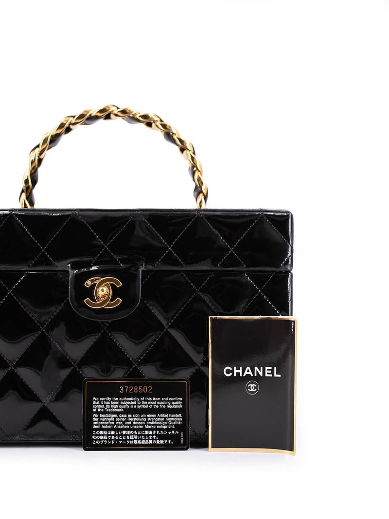 CHANEL Quilted Patent Leather CC Trunk Bag Black