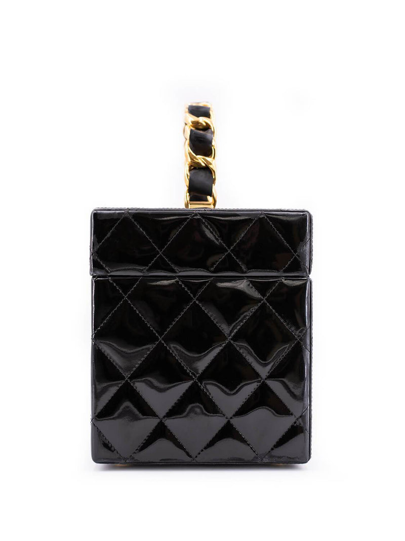 CHANEL Quilted Patent Leather CC Trunk Bag Black-designer resale