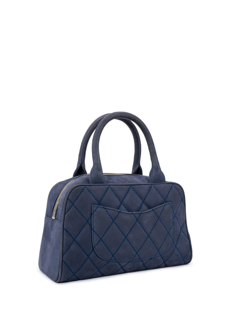 CHANEL Quilted Soft Caviar Leather Mini Tassel Bowling Bag Blue