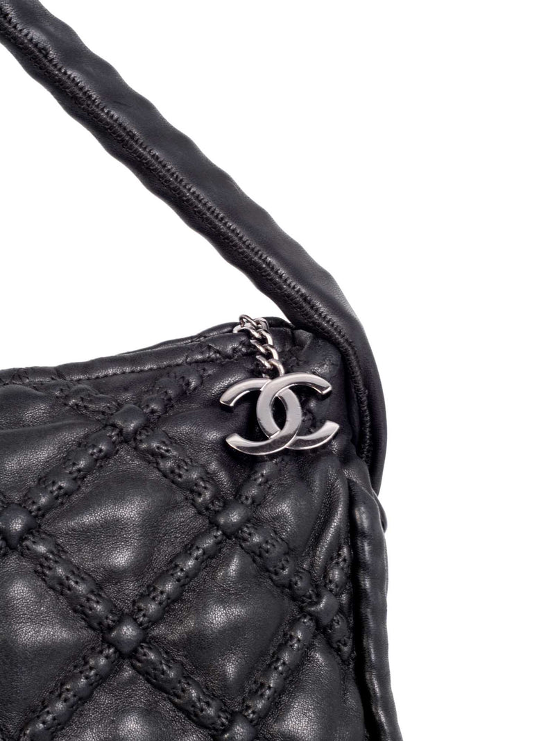 Chanel Black Quilted Lambskin Hobo Bag Aged Gold Hardware, 2022 (Very Good)