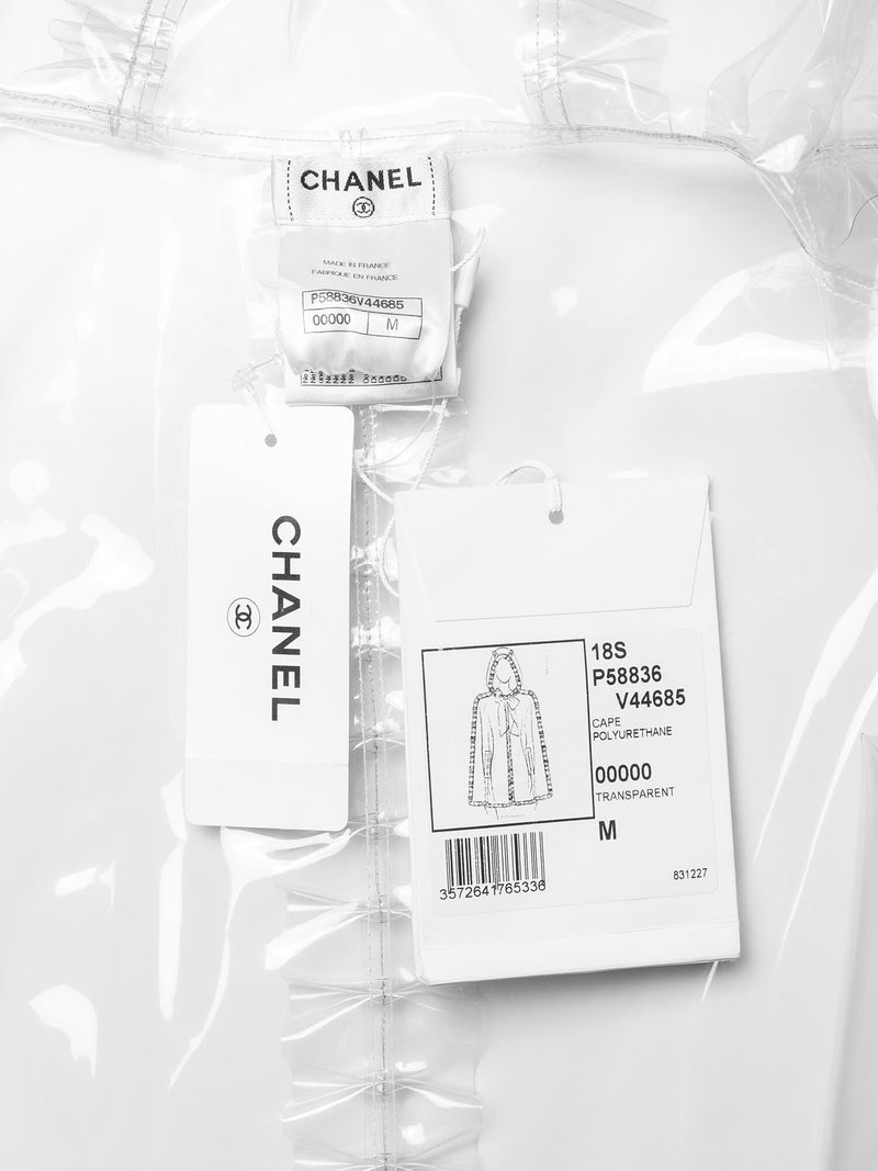 CHANEL Runway Fringe Hooded Poncho Coat Clear-designer resale