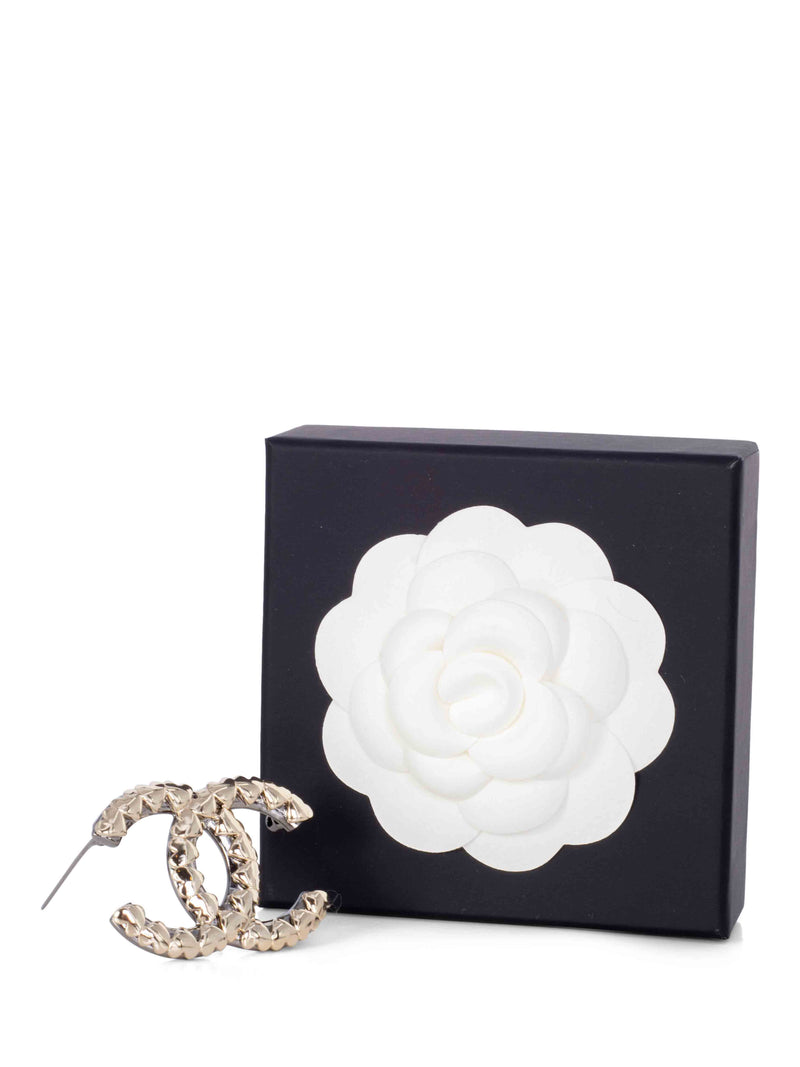 CHANEL Ruthenium CC Logo Large Pin Brooch Gold-designer resale